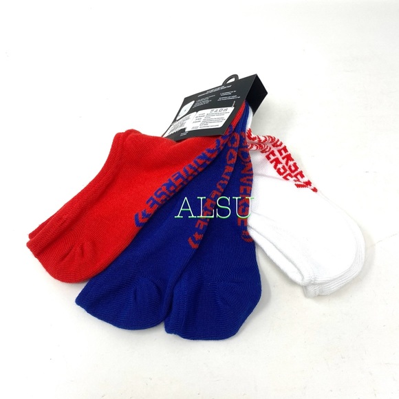 Converse 3-pack Socks Flat Knit Ultra Low White Red Blue 10020693-A01 Women’s - Picture 1 of 7